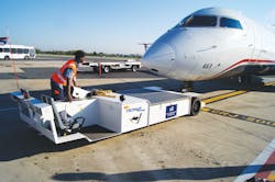 ThesoftCapture allows one operator to capture and move aircraft without straps, without touching the oleo strut or any part of the nose landing gear and without leaving the driver's seat. ThesoftCapture allows one operator to capture and move aircraft without straps, without touching the oleo strut or any part of the nose landing gear and without leaving the driver's seat.