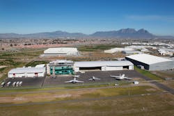 An aerial view of ExecuJet's Cape Town facility. An aerial view of ExecuJet's Cape Town facility.
