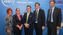 Left to right: Eileen Collison, Head of Research; Valerie Pereira, Bell specialist; William Sturm, Eurocopter specialist; Emmanuel Dupuy, Managing Director; and Stephane Handjian, AgustaWestland specialist.