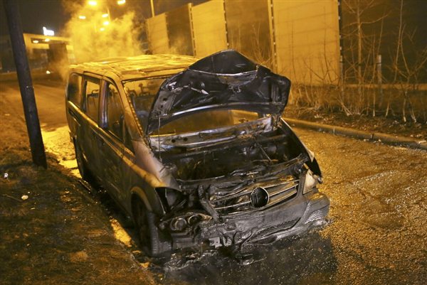 Police later found a burn-out van used by the robbers.