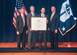 Wayne Knabel, CFO; Mark Kreinbihl, Group President; Todd Wise, International Programs Manager; Jeff Gorman, President & CEO accept the the President’s “E” Award for Exports at a ceremony in Washington, D.C. Wayne Knabel, CFO; Mark Kreinbihl, Group President; Todd Wise, International Programs Manager; Jeff Gorman, President & CEO accept the the President’s “E” Award for Exports at a ceremony in Washington, D.C.