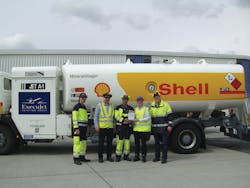 John Lo (second from right) , General Manager HSSE, Operations & Technical, Global Aviation, congratulates Bernd Dohnert (center), ramp agent at ExecuJet's Berlin FBO, for winning the Platinum Award. John Lo (second from right) , General Manager HSSE, Operations & Technical, Global Aviation, congratulates Bernd Dohnert (center), ramp agent at ExecuJet's Berlin FBO, for winning the Platinum Award.