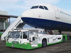 The Taxibot solves the problems of NLG fatigue loads and pilot verses driver liability during taxi towing, thanks to its innovative 'Pilot In Control' concept: taxiing operation will be transparent to pilot, and fully automatic for driver, who will be only in charge of pushback and return back to the gate after disconnection. The Taxibot solves the problems of NLG fatigue loads and pilot verses driver liability during taxi towing, thanks to its innovative 'Pilot In Control' concept: taxiing operation will be transparent to pilot, and fully automatic for driver, who will be only in charge of pushback and return back to the gate after disconnection.