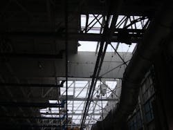 Portions of the hangar roof on Building 2 were torn off the building. The Airport has deemed the facility no longer occupiable because of the safety of the roof is compromised. The walls and the rest of the hangar structure are intact. Portions of the hangar roof on Building 2 were torn off the building. The Airport has deemed the facility no longer occupiable because of the safety of the roof is compromised. The walls and the rest of the hangar structure are intact.