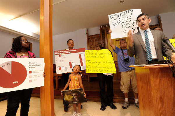 A press conference was held earlier this week at Philadelphia International Airport as Councilman W. Wilson Goode Jr. said Tuesday he would introduce a charter-change amendment in Council on Thursday to clarify and extend the city's wage and benefits standard to employees of city subcontractors.