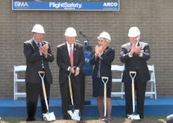 From left to right are Moonachie, New Jersey Mayor Dennis Vaccaro; Bruce Whitman, President &amp; CEO, FlightSafety; State of New Jersey Lieutenant Governor Kim Guadagno;and Greg Wedding, Vice President, Teterboro Center Manager, FlightSafety.