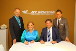 (Left to right): Dietmar Glogner, Postholder Maintenance, Grossmann Jet Service; Dagmar Grossmann, CEO, Grossmann Jet Service; Oliver Bergsch, Director EMEA MRO Sales and Key Account Management, Jet Aviation Basel; Micha Miketta, Director Maintenance, Embraer, Jet Aviation Basel Image by AIN/David McIntosh (left to right): Dietmar Glogner, Postholder Maintenance, Grossmann Jet Service; Dagmar Grossmann, CEO, Grossmann Jet Service; Oliver Bergsch, Director EMEA MRO Sales and Key Account Management, Jet Aviation Basel; and Micha Miketta, Director Maintenance, Embraer, Jet Aviation Basel. (Left to right): Dietmar Glogner, Postholder Maintenance, Grossmann Jet Service; Dagmar Grossmann, CEO, Grossmann Jet Service; Oliver Bergsch, Director EMEA MRO Sales and Key Account Management, Jet Aviation Basel; Micha Miketta, Director Maintenance, Embraer, Jet Aviation Basel Image by AIN/David McIntosh (left to right): Dietmar Glogner, Postholder Maintenance, Grossmann Jet Service; Dagmar Grossmann, CEO, Grossmann Jet Service; Oliver Bergsch, Director EMEA MRO Sales and Key Account Management, Jet Aviation Basel; and Micha Miketta, Director Maintenance, Embraer, Jet Aviation Basel.