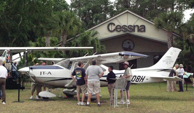 The Cessna Turbo Skylane JT-A on display at Sun &lsquo;n Fun 2013.