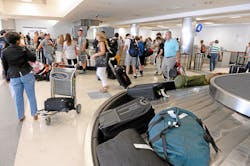Customers still bring bags to the airport. But after the flight, a service contracted by US Airways takes them from the carousel and promises to deliver them within four to six hours, although sometimes the service is considerably faster. The destination must be within 40 miles of the airport or an extra fee is required.