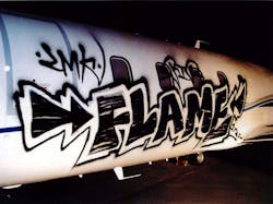 The graffiti is believed to be 'gang-related and gang-initiated,' said LAPD spokesman Rudy Lopez, who did not elaborate on the particulars of the investigation, which is being conducted with Los Angeles Airport Police and the FBI. The graffiti is believed to be 'gang-related and gang-initiated,' said LAPD spokesman Rudy Lopez, who did not elaborate on the particulars of the investigation, which is being conducted with Los Angeles Airport Police and the FBI.