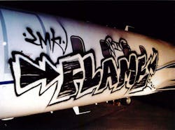 The graffiti is believed to be &apos;gang-related and gang-initiated,&apos; said LAPD spokesman Rudy Lopez, who did not elaborate on the particulars of the investigation, which is being conducted with Los Angeles Airport Police and the FBI.