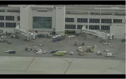 The incident began around 3:30 p.m. when a 3-ounce bottle, marked as shampoo, spilled from a passenger's bag that was on a loading ramp near the southeast gate of the airport, according to Miami-Dade Fire Rescue. The incident began around 3:30 p.m. when a 3-ounce bottle, marked as shampoo, spilled from a passenger's bag that was on a loading ramp near the southeast gate of the airport, according to Miami-Dade Fire Rescue.