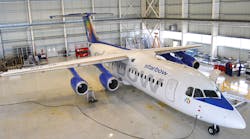 Starbow aircraft inside Aerostar&apos;s new maintenance hangar at Bacau