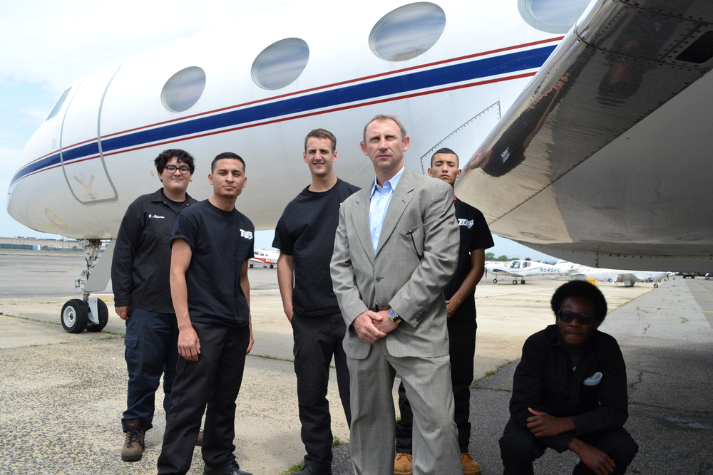 Kings Point Long Island, NY businessman Arik Kislin, who owns JFI Jets, donated his Gulfstream II business jet that once belonged to Frank Sinatra to Western Suffolk BOCES, where students in aviation maintenance technology at Wilson Technological Center's Republic Airport campus will use it to train in the repair and service of business jets. Photo Credit: Western Suffolk BOCES.