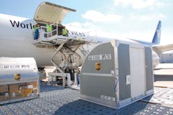 UPS Airlines placed an industry-first order for 1,821 fire-resistant shipping containers. The unit load devices (ULDs) will enhance safety on board the company's global fleet of cargo aircraft. UPS Airlines placed an industry-first order for 1,821 fire-resistant shipping containers. The unit load devices (ULDs) will enhance safety on board the company's global fleet of cargo aircraft.