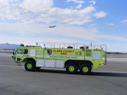 Oshkosh Airport Products Group delivered its 1,000th Oshkosh® Striker® Aircraft Rescue and Fire Fighting (ARFF) vehicle; the vehicle was placed into service at McCarran International Airport in Las Vegas, NV, where it will serve alongside the first Striker 8 x 8 ever manufactured. Oshkosh Airport Products Group delivered its 1,000th Oshkosh® Striker® Aircraft Rescue and Fire Fighting (ARFF) vehicle; the vehicle was placed into service at McCarran International Airport in Las Vegas, NV, where it will serve alongside the first Striker 8 x 8 ever manufactured.