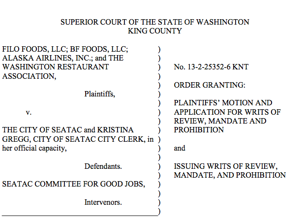 A judge had tossed a petition seeking a vote to raise SeaTac's minimum wage to $15 an hour on the grounds that it didn't have enough signatures.
