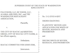 A judge had tossed a petition seeking a vote to raise SeaTac's minimum wage to $15 an hour on the grounds that it didn't have enough signatures. A judge had tossed a petition seeking a vote to raise SeaTac's minimum wage to $15 an hour on the grounds that it didn't have enough signatures.