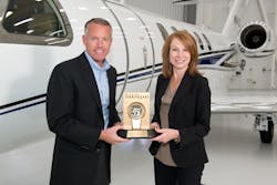 Brad Thress, Cessna senior vice president of Business Jets, and Kriya Shortt, Cessna senior vice president of Sales.