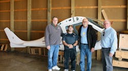 From left - AMTSociety Executive Director and Chief Editor for Aircraft Maintenance Technology (AMT) magazine Ronald Donner, WITC Composite Student Tom Hudacek, WITC Composite Technology Instructor Tim Wright, WITC Associate Dean of Continuing Ed Charlie Glazman.