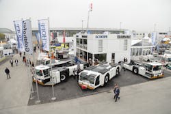 A view of the Goldhofer/Schopf trade show stand at inter airport Europe.
