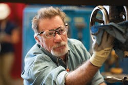Older workers with decreased visual acuity can wear safety eyewear with close-fit prescription Rx lens inserts that can be clipped behind an eye shield. Older workers with decreased visual acuity can wear safety eyewear with close-fit prescription Rx lens inserts that can be clipped behind an eye shield.