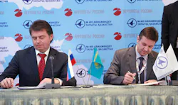Russian Helicopters Marketing Director Mikhail Dubrovin (left) and CE of Aircraft Repair Plant No. 405 Konstantin Ushakov. Russian Helicopters Marketing Director Mikhail Dubrovin (left) and CE of Aircraft Repair Plant No. 405 Konstantin Ushakov.