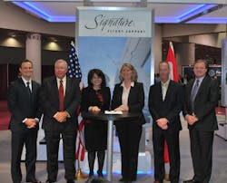 rom left to right: Ben Weaver - Senior Vice President of Strategic Finance (SFS), Cy Farmer - Vice President Network Development (SFS), Maria Sastre - President & COO (SFS), Marilyn Boston - Aviation Manager (Imperial Oil), Brent Blizzard - General Aviation Sales Manager (Imperial Oil) and Brad Mills - Business Development Advisor (Imperial Oil). rom left to right: Ben Weaver - Senior Vice President of Strategic Finance (SFS), Cy Farmer - Vice President Network Development (SFS), Maria Sastre - President & COO (SFS), Marilyn Boston - Aviation Manager (Imperial Oil), Brent Blizzard - General Aviation Sales Manager (Imperial Oil) and Brad Mills - Business Development Advisor (Imperial Oil).