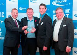 Freudenberg Sealing Technologies was recently presented with a coveted Pattonair Gold Supplier Award for outstanding service and delivery. From left: Jean-Luc Paris, Scott Wilson and Sean Morgan from Freudenberg Sealing Technologies and David Shepherd from Pattonair. Freudenberg Sealing Technologies was recently presented with a coveted Pattonair Gold Supplier Award for outstanding service and delivery. From left: Jean-Luc Paris, Scott Wilson and Sean Morgan from Freudenberg Sealing Technologies and David Shepherd from Pattonair.