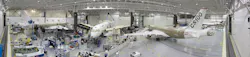 Left to right: CSeries FTV3, FTV4 and FTV 2 at Bombardier's Mirabel facility