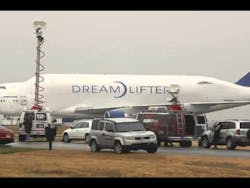 The wayward Dreamlifter, carrying large Boeing 787 airframe sections, landed at the smaller Jabara Airport on Nov. 20. The errant landing received national and international media attention. The wayward Dreamlifter, carrying large Boeing 787 airframe sections, landed at the smaller Jabara Airport on Nov. 20. The errant landing received national and international media attention.