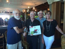 Norm Hogwood was recognized for three decades of service to the Australasian Aviation Ground Safety Council. Pictured presenting the award are Executive Chairman Keith Butler and Secretary Catherine Giles along with Graham Quate, a long time friend of Norm’s. Norm Hogwood was recognized for three decades of service to the Australasian Aviation Ground Safety Council. Pictured presenting the award are Executive Chairman Keith Butler and Secretary Catherine Giles along with Graham Quate, a long time friend of Norm’s.