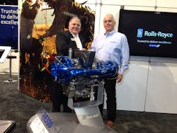 Greg Fedele, Rolls-Royce Senior Vice President (left) and Scott Churchill, President &amp; Owner, Scott&apos;s &ndash; Bell 47.
