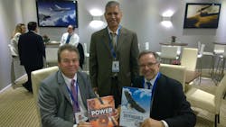 From left to right, Doug Park, Vice President Hawker Pacific Aerospace, Sugrim Misir, Senior Regional Sales Manager, Pratt &amp; Whitney Canada (SEA) and Richard Dussault, Vice President, Marketing, Pratt &amp; Whitney Canada.