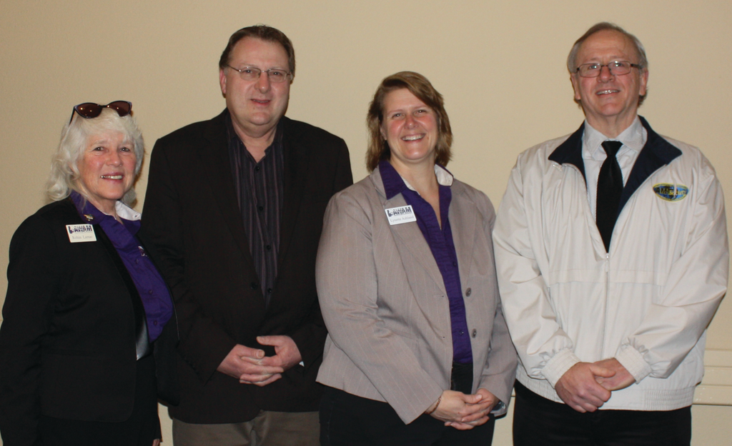 From left to right; Robin Lamar former AWAM president, Ronald Donner AMTSociety executive director, Lynette Ashland current AWAM president, and Gary Goodpaster AMTSociety executive board at the AWAM reception during the WAI conference.