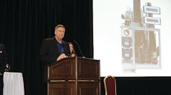 Kevin Ward, director of marketing and sales for Rampmaster, accepts the company's Ground Support Leader award at last month's AviationPros LIVE trade show in Las Vegas. Kevin Ward, director of marketing and sales for Rampmaster, accepts the company's Ground Support Leader award at last month's AviationPros LIVE trade show in Las Vegas.