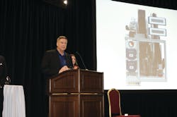 Kevin Ward, director of marketing and sales for Rampmaster, accepts the company's Ground Support Leader award at last month's AviationPros LIVE trade show in Las Vegas. Kevin Ward, director of marketing and sales for Rampmaster, accepts the company's Ground Support Leader award at last month's AviationPros LIVE trade show in Las Vegas.