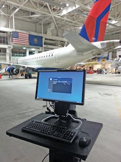 Wireless maintenance carts can be wheeled anywhere around the aircraft. Wireless maintenance carts can be wheeled anywhere around the aircraft.