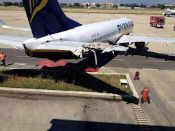 According to news reports, the aircraft was parked unattended and without passengers when it suddenly began to roll backwards. It eventually rolled approximately 120 feet into an airport garage, causing what has been estimated at $360,000 in damage.