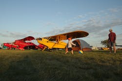 Many vintage aircraft owners camp next to their airplanes at EAA AirVenture Oshkosh (EAA photo) Many vintage aircraft owners camp next to their airplanes at EAA AirVenture Oshkosh (EAA photo)