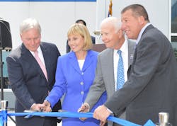 FlightSafety International celebrated the grand opening of its newly expanded and renovated Learning Center in Teterboro, New Jersey today with Customers, FlightSafety Teammates and other special guests. From left to right: Greg Wedding, Vice President, Teammate Development &amp; Teterboro Center Manager, FlightSafety; New Jersey Lt. Governor Kim Guadagno; Bruce Whitman, President &amp; CEO, FlightSafety; and Dennis Vaccaro, Mayor of Moonachie, NJ.