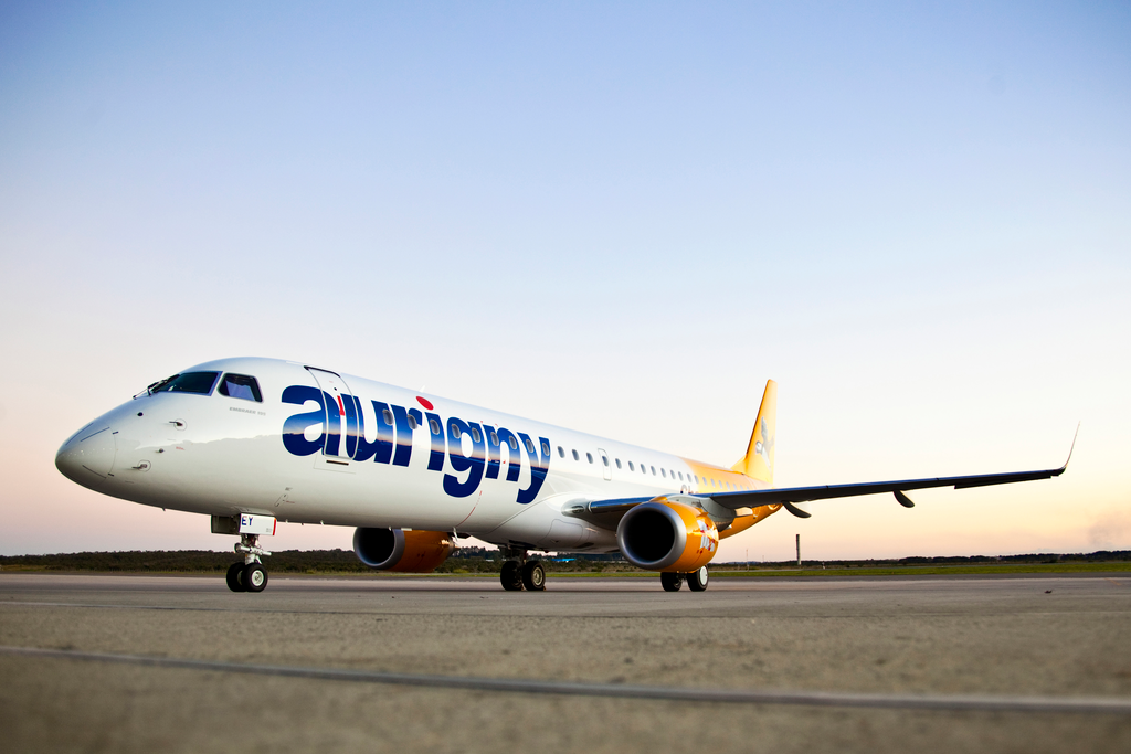 E195 E-Jet in the livery of Aurigny Air Services