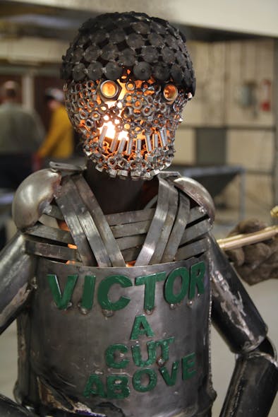 This Halloween-worthy &ldquo;Victor Man&rdquo; sculpture won one of the three team awards in the 2013 Victor Technologies A Cut Above contest. For videos on past winners, as well as 2014 contest rules and entry forms, visit http://www.victortechnologies.com/acutabove.