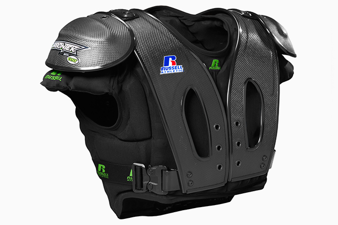 Boeing and Russell Athletic see significant benefits in using aerospace-grade carbon fiber because the carbon filaments provide a high strength-to-weight ratio and greater durability.