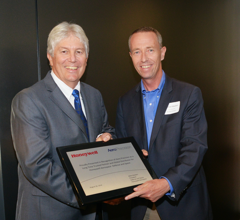 Left to Right: President of Aero Precision Frank Cowle, President of Honeywell Defense & Space Mike Madsen
