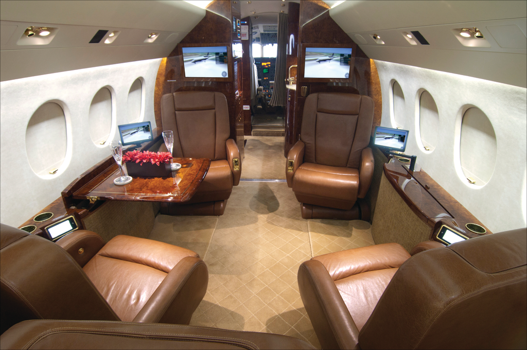 Custom interior featuring the latest cabin communications available.
