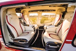 Branded the Bell 429 MAGnificent, this interior design from Mecaer Aviation Group, offers Italian style and craftsmanship and functionality with state-of-the-art inflight entertainment systems. Branded the Bell 429 MAGnificent, this interior design from Mecaer Aviation Group, offers Italian style and craftsmanship and functionality with state-of-the-art inflight entertainment systems.