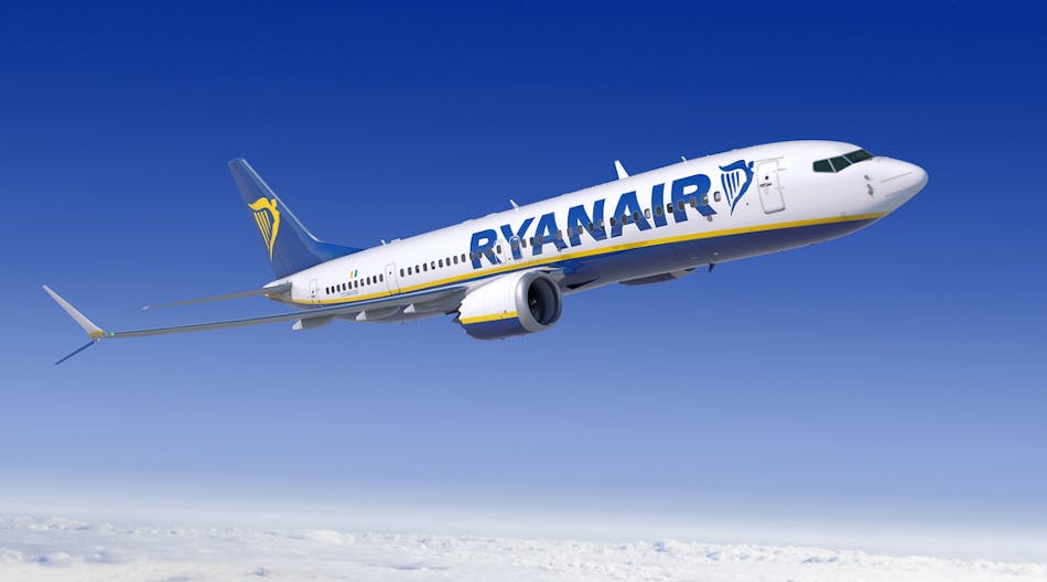 A 737 MAX 200 is seen here in Ryanair livery.