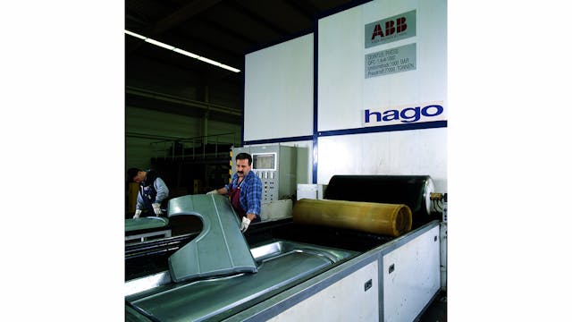 The 77,000 ton Avure QUINTUS&circledR; press at Hago Feinwerktechnik is used for low-volume sheet metal part fabrication
