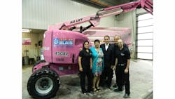 Christina Bolduc, Denise Racette, breast cancer patient and mother of Serge Blais, Serge Blais, Jr., Marc Blais,, and Olivier Gauthier, Canadian Cancer Society’s Quebec Division. Christina Bolduc, Denise Racette, breast cancer patient and mother of Serge Blais, Serge Blais, Jr., Marc Blais,, and Olivier Gauthier, Canadian Cancer Society’s Quebec Division.